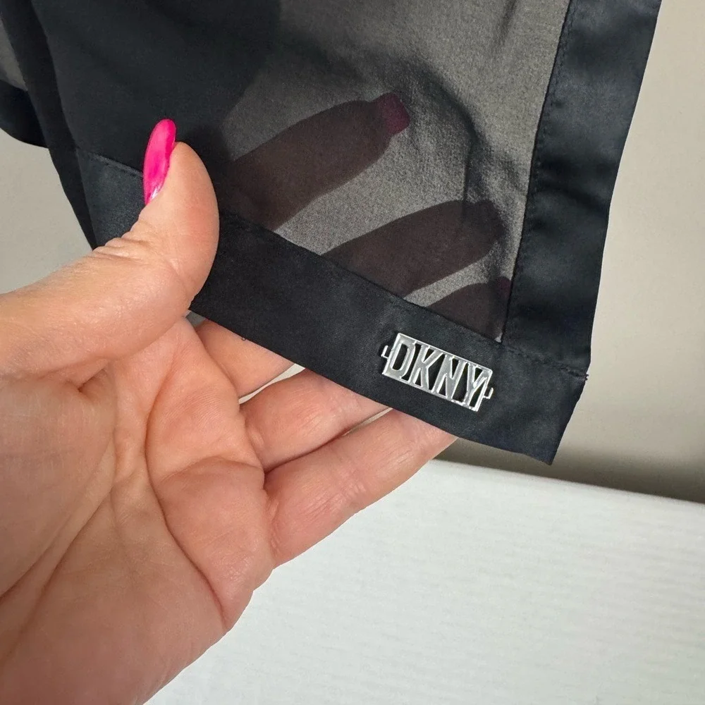 NWT DKNY Black Sleek shear trimmed Wrap scarf prom dressy fancy